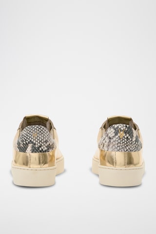 Sapatilhas com plataforma em couro - Dourado
