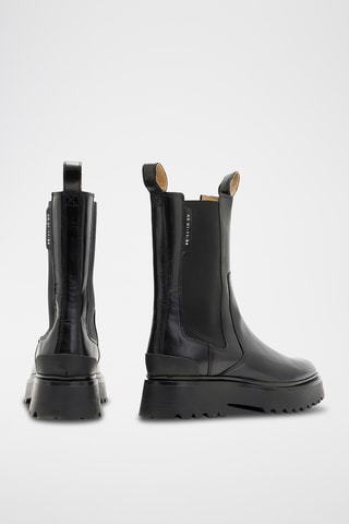 Botins Chelsea em couro - Preto