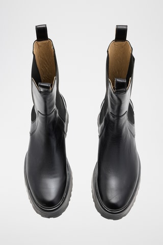 Botins Chelsea em couro - Preto