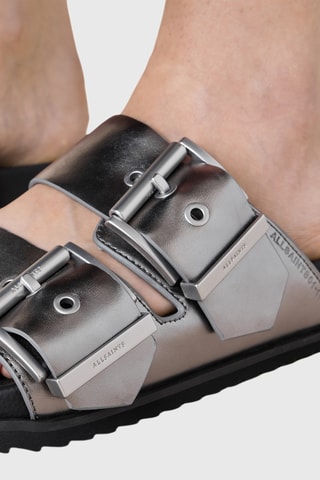 Mules em couro - Prateado