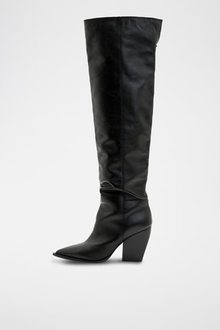 Botas acima do joelho em couro - Preto