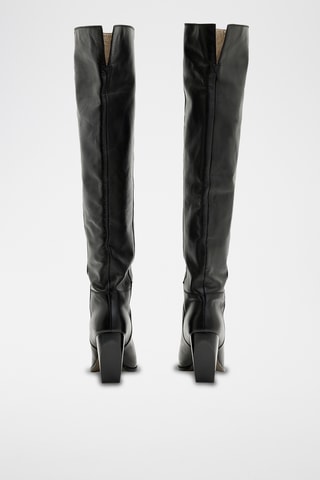 Botas acima do joelho em couro - Preto