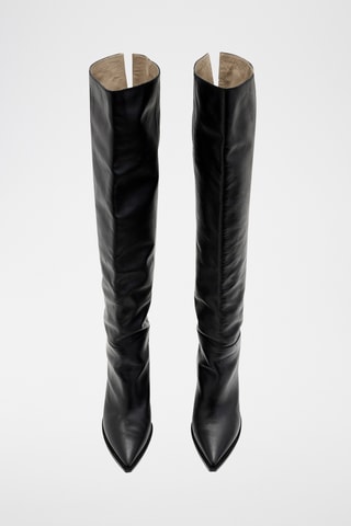 Botas acima do joelho em couro - Preto