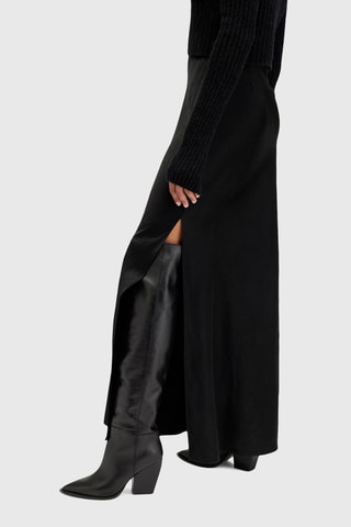 Botas acima do joelho em couro - Preto