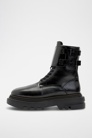 Botins forrados em couro - Preto