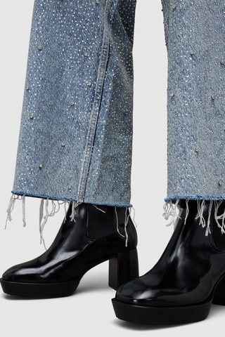 Botins Chelsea em couro - Preto