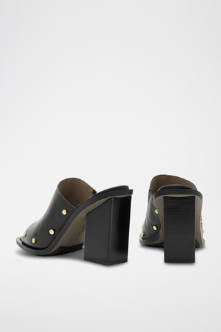 Mules de salto em couro - Preto