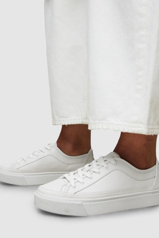 Sapatilhas com plataforma em couro - Branco