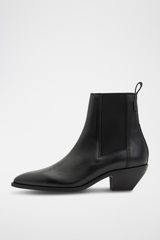 Botins Chelsea em couro - Preto