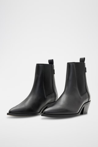 Botins Chelsea em couro - Preto