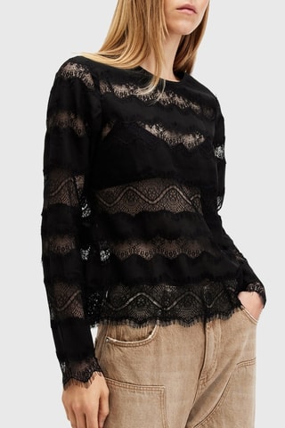 Top regular em renda - Preto