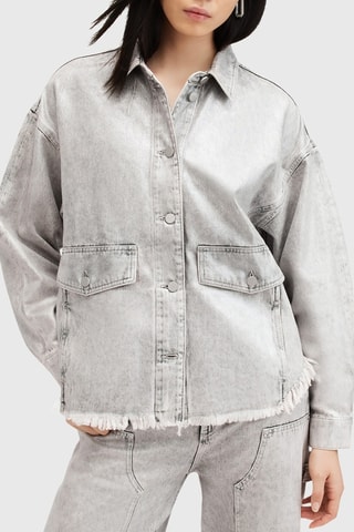 Sobrecamisa oversize em ganga e em algodão biológico - Prateado