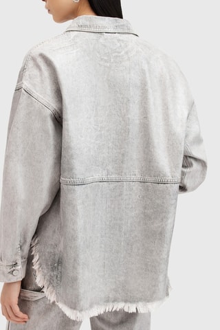 Sobrecamisa oversize em ganga e em algodão biológico - Prateado