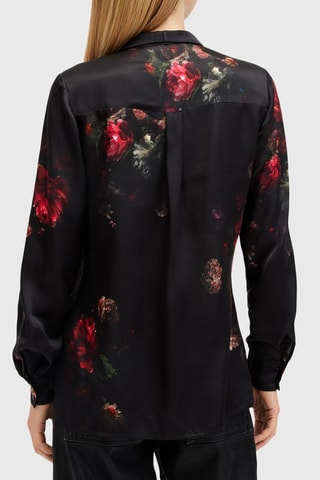 Camisa regular de seda - Preto