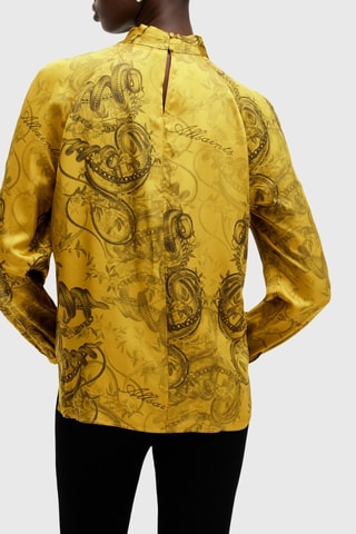 Top regular em seda - Amarelo