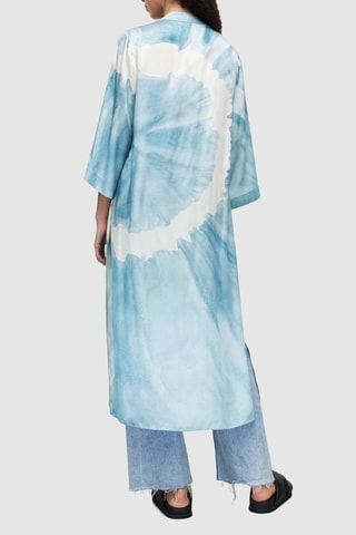 Quimono tie and dye em seda - Azul-claro