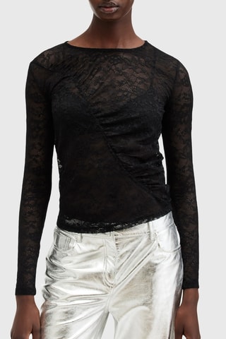 Top slim em renda - Preto