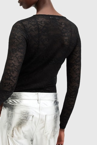 Top slim em renda - Preto