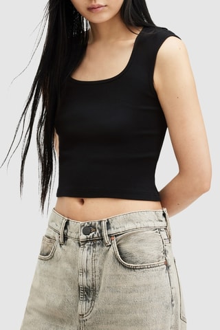 Crop top em algodão biológico - Preto