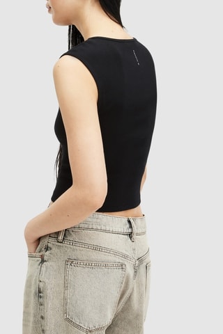 Crop top em algodão biológico - Preto