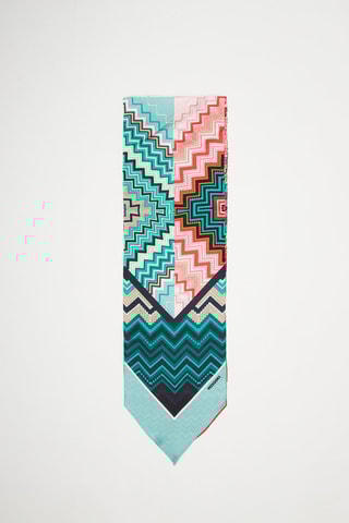 Foulard en soie Bleu et corail