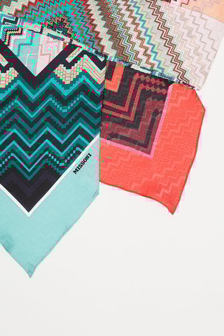 Foulard en soie Bleu et corail