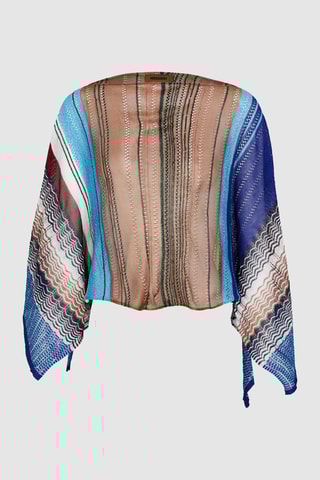 Poncho Marron et bleu cobalt