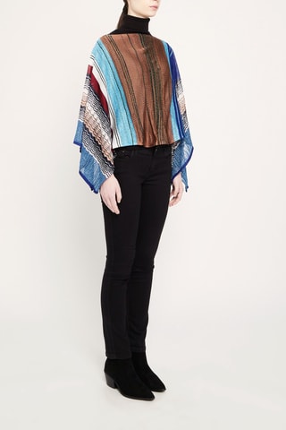 Poncho Marron et bleu cobalt