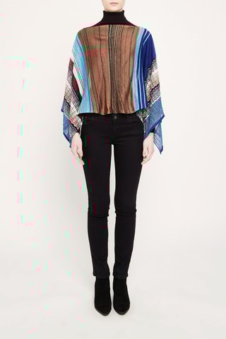 Poncho Marron et bleu cobalt