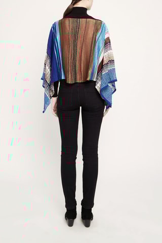 Poncho Marron et bleu cobalt