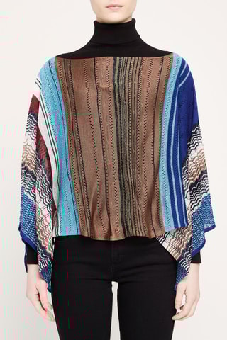 Poncho Marron et bleu cobalt