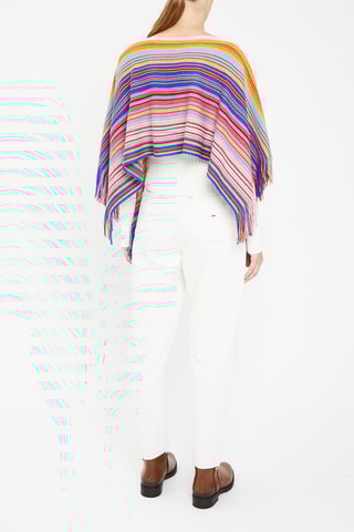 Poncho en laine Bleu et orange