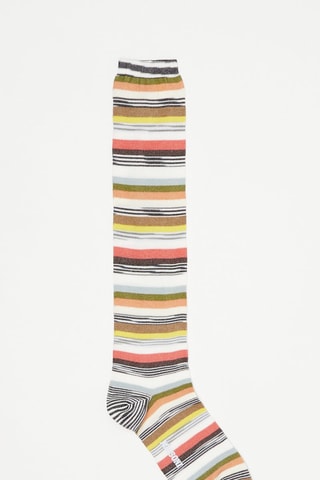 Chaussettes hautes Ecru et corail