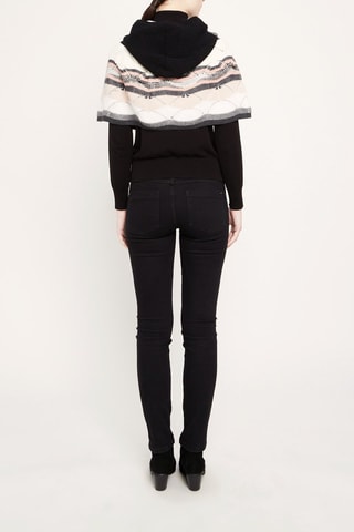 Poncho en laine et mohair Ecru et noir