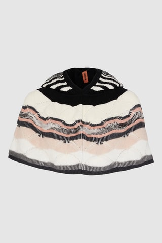 Poncho en laine et mohair Ecru et noir