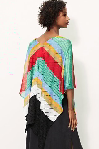 Poncho rayé Vert et rouge