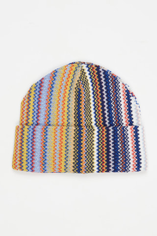 Bonnet en laine Blanc et bleu cobalt