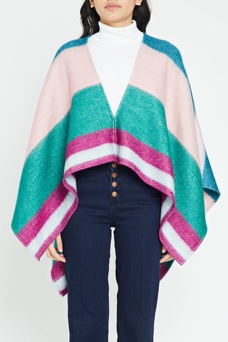 Poncho en laine Vert et bleu