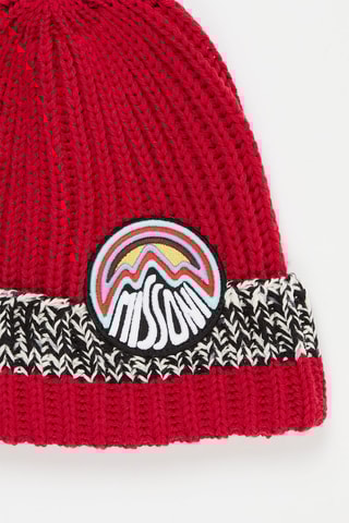 Bonnet en laine Rouge et gris