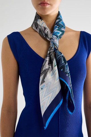 Foulard en soie - Bleu marine et marron