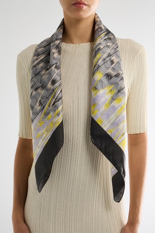 Foulard en soie - Gris foncé et jaune