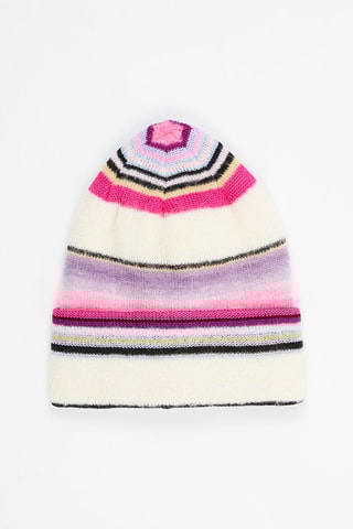 Bonnet en alpaga et mohair - Blanc et rose