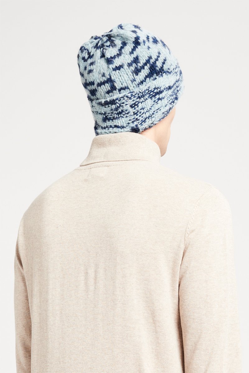 Bonnet tie and dye en alpaga et cachemire - Bleu