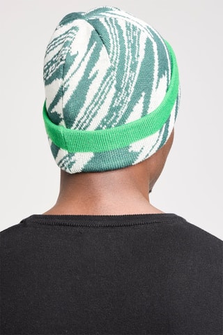 Bonnet en laine - Vert foncé et écru