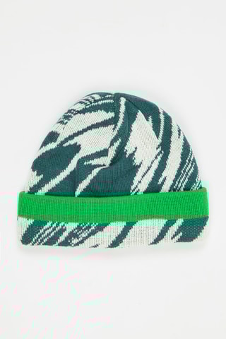 Bonnet en laine - Vert foncé et écru