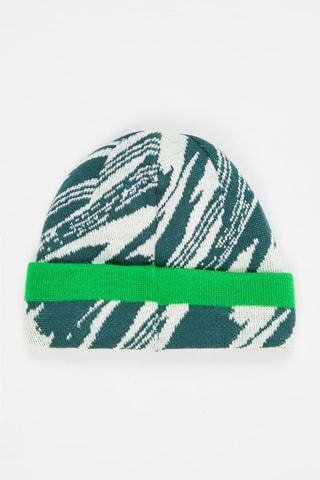 Bonnet en laine - Vert foncé et écru