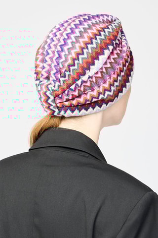 Turban en laine - Camel et rouge