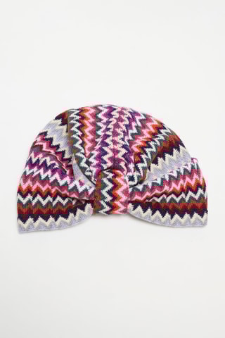 Turban en laine - Camel et rouge