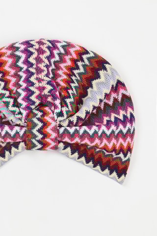 Turban en laine - Camel et rouge