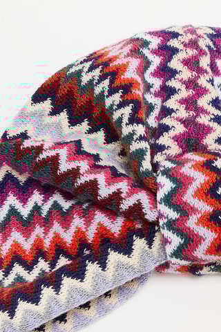 Turban en laine - Camel et rouge